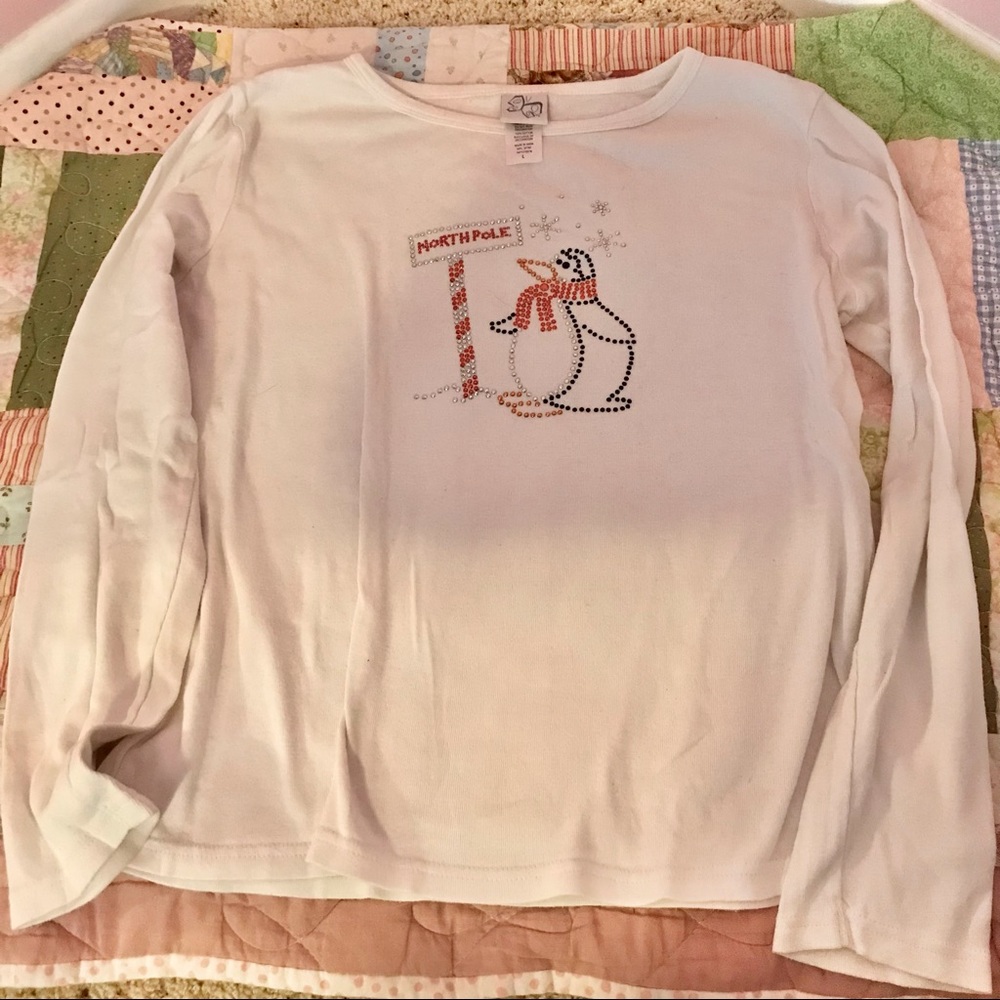 ⭐️3/$15⭐️ Vintage Bedazzled Penguin North Pole Christmas Longsleeve Tee